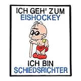 Eishockey Patch: Anti Schiedsrichter Aufbügler Hockey Bügelbild bestickt für Trikot - Rocker Aufnäher - Geschenk Eishockey-Fan DIY Stoff-Applikation Shirt/Jacke/Tasche - Rot - 100x85mm