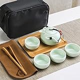 Lila Sand Teetassen Keramik tragbare Teekanne Set Outdoor Reise Gaiwan Teetassen Teezeremonie Teetasse Feines Geschenk Kung Fu Teeset