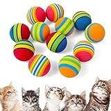 Cobee Rainbow Cat Toy Ball, 12 Stück Großes Katzenspielzeug 3,5 cm Interaktives Katzenspielzeug Ball Kätzchen Spielen Sport Chase Training Spielzeugball