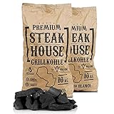 BBQ-Toro Premium Steak House Grillkohle | 20 kg | Querbracho Blanco Kohle | Holzkohle in Restaurant Qualität | Steakhousekohle