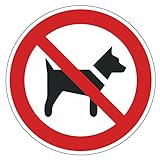 easydruck24de Verbotsaufkleber P021: Mitführen von Hunden verboten, Ø 10 cm, Art. Nr. hin_137, DIN EN ISO 7010, Hinweis, Achtung, Warnhinweis, Mitführen von Hunden verboten