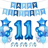 Luftballon 11. Geburtstag Blau, Ballon 11 Deko zum Geburtstag, Happy Birthday Folienballon, Riesen Folienballon Zahl 11, Ballon 11 Deko zum Geburtstag, Geburtstagsdeko Jungen 11 J
