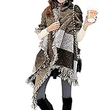 MEOKEY Damen Maedchen Langer Schal 250cm*65cm Deckenstoffschaln Schalcape Winter Schal mit Fransen und spitzen Enden XXL Kaffee und Grau