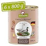 GranataPet Liebling's Mahlzeit Ente & Gans, Nassfutter für Hunde, Hundefutter ohne Getreide & ohne Zuckerzusätze, Alleinfuttermittel, 6 x 800 g