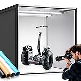 SAMTIAN Fotostudio, 100x100x100cm dimmbare Faltbare Lichtzelt professionelle Fotobox Kit LED Beleuchtung Fotozelt mit 4 Hintergründe (weiß, schwarz, orange, blau)