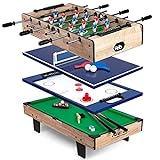 R.G. Kickertisch inkl 2 Bälle 4in1 Tischtennis Tischkicker Billard Airhockey Fussballtisch Profi Kicker Erwachsene Kinder Tischspiel Klappbar (4in1 80 x 43 x 30 cm)