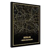 LANA KK - Stilvolle, Stadtkarte BERLIN Leinwandbild, deutsch beschriftet - Koordinaten Straßenkarte Stadtplan als Wandbild Landkarte XXL geometrisch (Berlin - Noir, 80 x 120 cm)