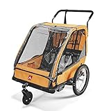 Allen Sports Hi-Viz Fahrradanhänger und Kinderwagen für 2 Kinder - orange, Modell ES2-O
