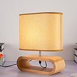 DLSixYi Kleine Tischlampe aus nordischem Holz, Nachttischlampe, einfache Schlafzimmerlampe, Leinenschirm, Mini-Schreibtischlampe, Nachtlicht für Schlafzimmer, Wohnzimmer, Kinderzimmer