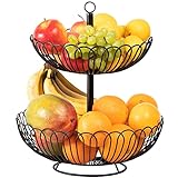Chefarone® Obst Etagere Groß - Obstschale 33CM - Stilvoller Obstkorb, Schwarz , XL