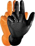 Grippaz Gripster Nitril Handschuhe extrem robust und reißfest pattentierte Schuppenprägung (XL, schwarz)