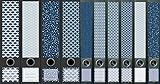 10er Set breite & schmale Ordnerrücken Pattern Blau Muster File Art Ordner Etiketten 2208 2211