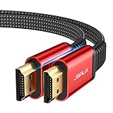JSAUX 4K HDMI Kabel 5Meter [4K@60Hz,HDMI 2.0,18Gbps] 4K Flach HDMI 2.0 Kabel Highspeed 5M HDMI Nylon Geflochten Kabel Support 4K 3D HDR UHD 2160p 1080p Ethernet ARC PS3/4 TV PC Rot