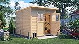 ALPHOLZ Gartenhaus Alster, Gerätehaus Holz, 251x254x210 cm, Pultdach, inkl. Fußboden, Lagerschuppen Garten, Fahrradschuppen, 6m², 19mm Wand, inkl. Dachpappe, naturb