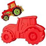 MEZHEN Traktor Backform Rote Silikonform Traktor Kuchenbackform Kindergeburtstag Backform Kinder Motivbackformen 3D Kuchenform Auto Backformen