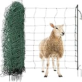 Agrarzone Schafnetz Schafzaun mit Strom grün 50m x 108cm | elektrisches Weidezaun-Netz mit Doppelspitze & Pfähle | Schutzzaun für Schaf Ziege Lämmer | Elektro-Zaun Geflügelzaun Ziegenzaun Schafzäune