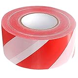 Absperrband Rot Weiß Flatterband Warnband Absperrband 500 Meter Beidseitig bedruckt für Baustellenabsperrungen und Gefahrenstellen (500m x 75mm)