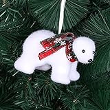 HshDUti Weihnachtsdekoration, weißer Bär, Weihnachtsbaum-Anhänger, hübscher Schal, gefüllter Bär, Puppe, Spielzeug, Weihnachtsbaum, Dekoration, Weihnachtsgeschenk, Weiß
