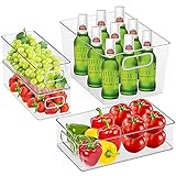 Aishces Karcore Kühlschrank Organizer 4er-Set Speisekammer Vorratsbehälter Kühlschrank Behälter aus PET, Aufbewahrungsbox Organizer für Küchen, Kühlschrank, Schränke -BPA Frei