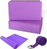 Aduom Yoga -Blöcke, Set von 2 hohen Dichte tragbare komfortable Fitnessschaumsteine ​​mit (Color : Purple)