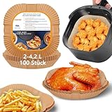 HONYAO Backpapier für Heißluftfritteuse 2-4,2 L, 100 Stück Quadrat 16x16 cm Air fryer Baking Papier Liners Antihaft Einwegpapier Zubehör kompatible mit Philips Cosori Xiaomi Airfry