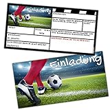 12 Fussball Einladungskarten im Set zum Kinder-Geburtstag oder Fußball-Party - Einladungen für Jungen Mädchen Teenager & Erwachsene von BREITENWERK