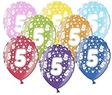 Libetui 10 kunterbunte Luftballons Metallic 30cm Deko zum 5. Geburtstag Jubiläum 5 Jahre Party Kindergeburtstag Nummer 5 Happy Birthday Dekoration Zahl 5