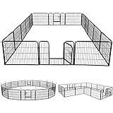 Yaheetech Welpenauslauf Metall Laufstall Zaun Gitter Welpen Hasen Kaninchen Freigehege 16 eckig mit 2 Tür 60 cm Hoch für draußen und Innen