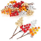 com-four® 20x Deko-Zweig - dekorative Zweige in 4 Farben mit Beeren und Kugeln - DIY Zubehör für Kränze und Gestecke - Streudeko (Deko-Zweige Bunte Beeren)