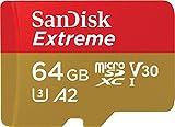 SanDisk Extreme microSD Karte für mobiles Gaming 64 GB, Unterstützt mit A2 App Performance AAA/3D/VR-Spielgrafiken und 4K-UHD-Video, 170 MB/s Lesen, 80 MB/s Schreiben, Class 10, UHS-I, U3, V30