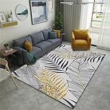 Günstig Teppich Camping Teppich Für Draußen Grauer Blattdruck Design rechteckiger Wohnzimmerteppich verblasst Nicht Balkon Teppich 200X250CM