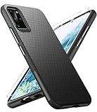 Handyhülle für Samsung Galaxy S20 Plus Hülle mit Schutzfolie, Stoßfest Bumper Kratzfestigkeit rutschfest Schutzhülle Galaxy S20 Plus Schwer Silikon Armor für Samsung S20 Plus Case Cover (Schwarz)