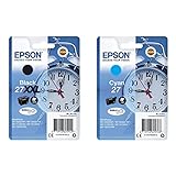 Epson C13T27914022 Schwarz Original 27XXL Tintenpatronen Pack of 1 & Original 27 Tinte Wecker (Amazon Dash Replenishment-fähig) Cyan