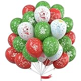 PartyWoo Deko Weihnachten Luftballons, 50 Stück 12 Zoll Luftballons Rote Grün mit Schneemann, Weihnachtsmann-Druck für Weinachts Deko, Merry Christmas Deko, Christmas Deko, Weihnachten Dekoration