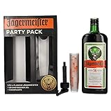 Jägermeister Party Pack 35% Volume 1,75l in Geschenkbox mit 20 Shotgläsern und Handpumpe Liköre