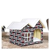 YONGYONGMY Haustierbett Abnehmbare Hundebetten Doppelhaus für kleine mittelgroße Hunde Kissen Haus Kennel Nest Luxus Pet Produkte 55 x 40 x 42 cm (Color : Black, Size : 55x40x42cm)