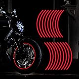 TOMALL 18pcs verlängern 16'-19' reflektierende Rad Felgenstreifen Aufkleber für Motorradräder Auto Radfahren Fahrrad Fahrrad Nacht reflektierende Sicherheit Dekoration Streifen Universal (Rot)