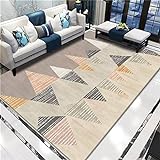 Teppich waschbar in Waschmaschine Grauer Teppich, dreieckiges Muster, moderner minimalistischer Anti-Rutsch-Anti-Ermüdungs-Teppich Teppich kuschelig ,grau,200 x 300 cm