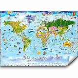 murando Fototapete Premium-Vlies Weltkarte für Kinder 350x256cm Foto Tapete Schlafzimmer Vliestapete XXL Wandtapete Motivtapeten Bildtapete 3d Effekt Wand Dekoration Flur Kindertap