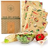 Bee My Wrap Wachspapier für Lebensmittel, wiederverwendbar, 6 Stck. Zero Waste Baumwoll bienenwachstücher set, für Sandwiches, Käse, Mittagessen und Speiseresten, zur Verwendung im Kühlschrank