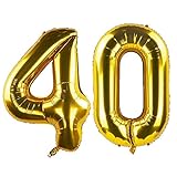 We Moment Zone 40 Zoll Golden Folienluftballon Zahl 40 Riesen mit Helium - Folienballon Zahl Geburtstag 40 Jahre alt Geburtstag Party Dekoration Supplies Geburtstagsdeko