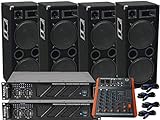 Das PA-SET 55 Power Party Anlage DJ 3 Wege 30 cm Bass USB Musikanlage 4000 W