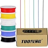 TUOFENG 22 AWG Elektronik kabel set verzinnter Kupferdraht Kit 0,32mm² Flexibler Litzen Silikon Leitungen Draht(6 verschiedene farbige 8 Meter Spulen)
