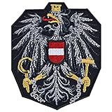 Österreich Aufnäher Österreichischer Adler Aufbügler Austria Wappen Patch Eagle Biker Sticker Rocker Fahne Austria-Fan DIY Applikation Jeans-Weste/Hut/Shirt/Jacke 75x90mm