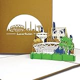 Pop-Up Karte „Leverkusen – Skyline“, 3D Grußkarte als Souvenir, Geschenkgutschein, Karte mit Umschlag, Einladung, Städtetrip