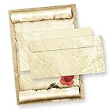 TATMOTIVE ROTE ROSE Briefpapier-Set (25 Sets) A4 Papier beidseitig + Umschläge Geschenkidee Frau