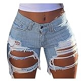 Berimaterry Jeans Damen Skinny Stretch Löcher Jeans Shorts Hosen Overalls Hosen Poled Distressed Casual Fit