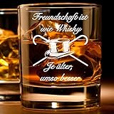 Premium Whiskyglas ( Freundschaft ist wie guter Whisky ) | Whiskey-Glas mit massivem Boden | Geschenkidee für wahre Geniesser | Für Männerfreundschaften und starke Typen | Geschenke für Männer