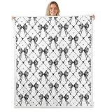 Feelyou Fleece-Überwurfdecke mit Schleife, 101,6 x 127 cm, für Mädchen, Schleife, Sherpa-Decke für Jungen, Teenager, Dekoration, niedliche Schleife, Plüschdecke, Kawaii, schwarz, flauschige Decke,