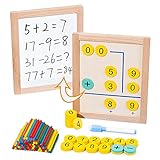 B/D Holz-Mathe-Zählspielzeug 146-teiliges Zahlenpuzzle Sortieren Montessori-Spielzeug mit 2-in-1-Doppelplatte - Manipulative Spiele Zählstäbe STEM Vorschulunterrichtswerkzeuge für Kinder Kleinkind